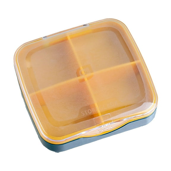 RoamHome 4-Compartment Portable Pill Organizer – Moistureproof Travel Medication Case (3x3in) – Plastic Pill Box for Daily Meds/Vitamins – Leakproof & Easy Clean (Green/Orange/White/Blue)