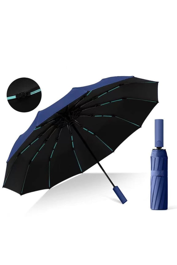 60-Rib Windproof Umbrella for Sun & Rain - Fully Automatic UV Protection Umbrella - UPF 50+ Sunshade, One-Button Open/Close, Large 42" Coverage - Compact for Travel, Commuting