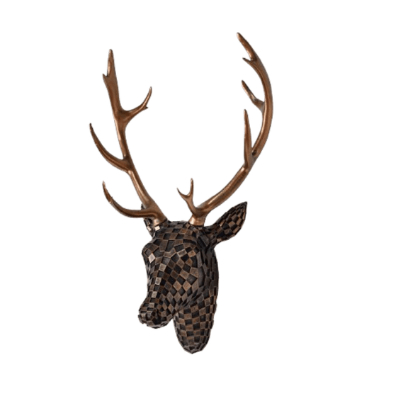 RoamHome Abstract Deer Head Wall Sculpture Statue Ornament for Modern Home Wall Decor Living Room Office