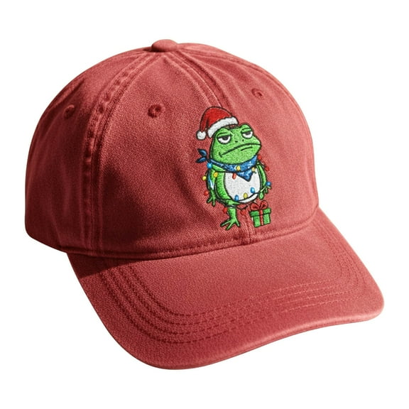 RoamHome Christmas Frog Santa Hat Embroidered Adjustable Snapback Cap for Men Women Holiday Party Gift