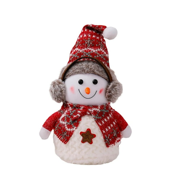RoamHome Christmas Snowman Doll Ornament - Cute Soft Plush Snowman Toy with Scarf & Carrot Nose, Festive Christmas Gift for Families, Compact Holiday Decoration for Tree, Shelf & Stocking
