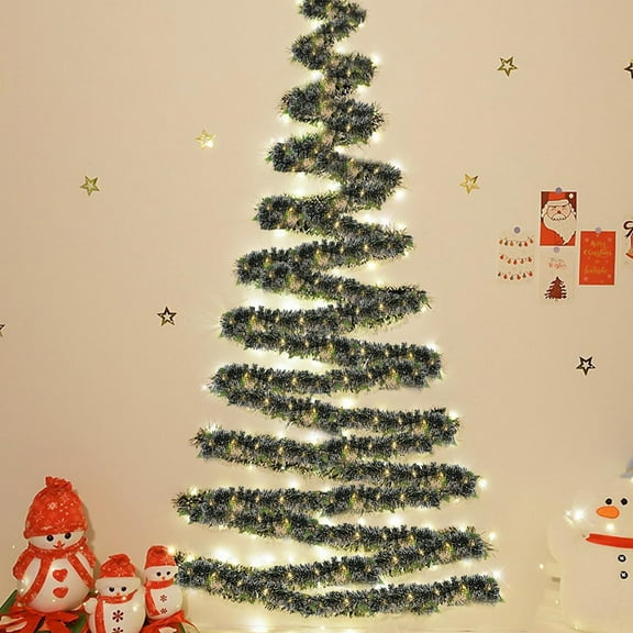 RoamHome Christmas Tree Pull Flower Ribbon Garland 3 Meters Hanging Ornaments for Stair Railings Fireplace Window Decoration