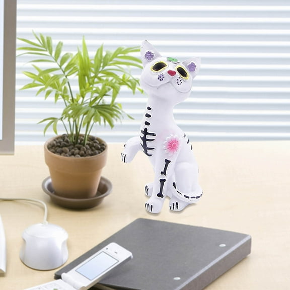 RoamHome Day Of The Dead Resin Animal Sculptures, Halloween Desktop Decor, Indoor Bookshelf Decor for Office Living Room, Durable Figurine Gift Set