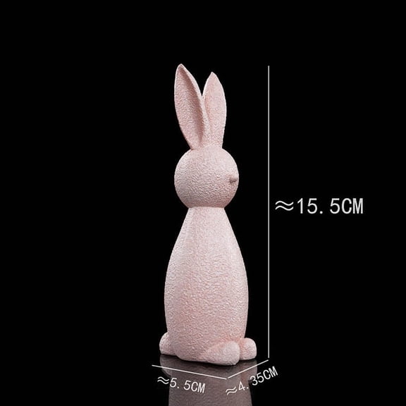 RoamHome Easter Rabbit Couple Figurine Resin Home Decor Gift | Living Room TV Cabinet Accent | Soft - Toned Animal Ornament for Easter & Home Decor