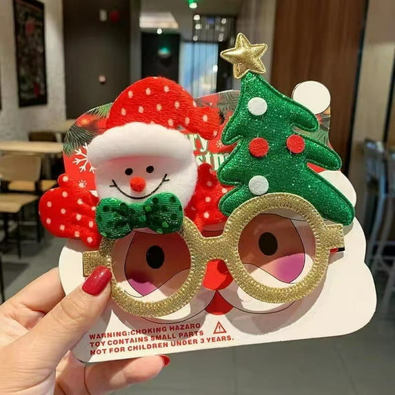 RoamHome Festive Christmas Glasses with Santa Claus Reindeer Christmas Tree Snowman Designs for Holiday Party Family Gathering Photo Prop Gift