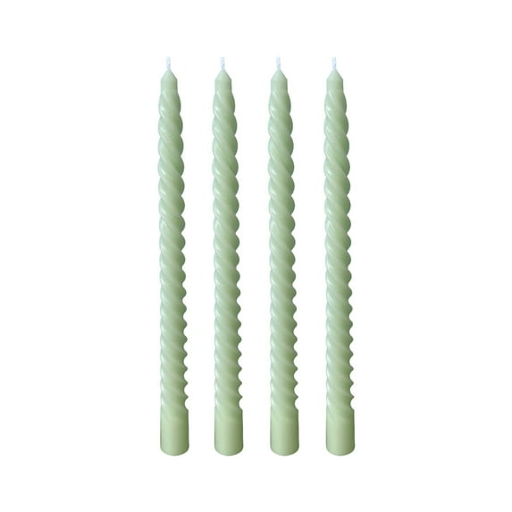 RoamHome Green Candles for Wedding & Holiday Decor - Unscented Mixed Wax Taper Candles, 4-Pack Party Candles for Christmas, Banquet, Table Centerpiece (10in, Olive Green)