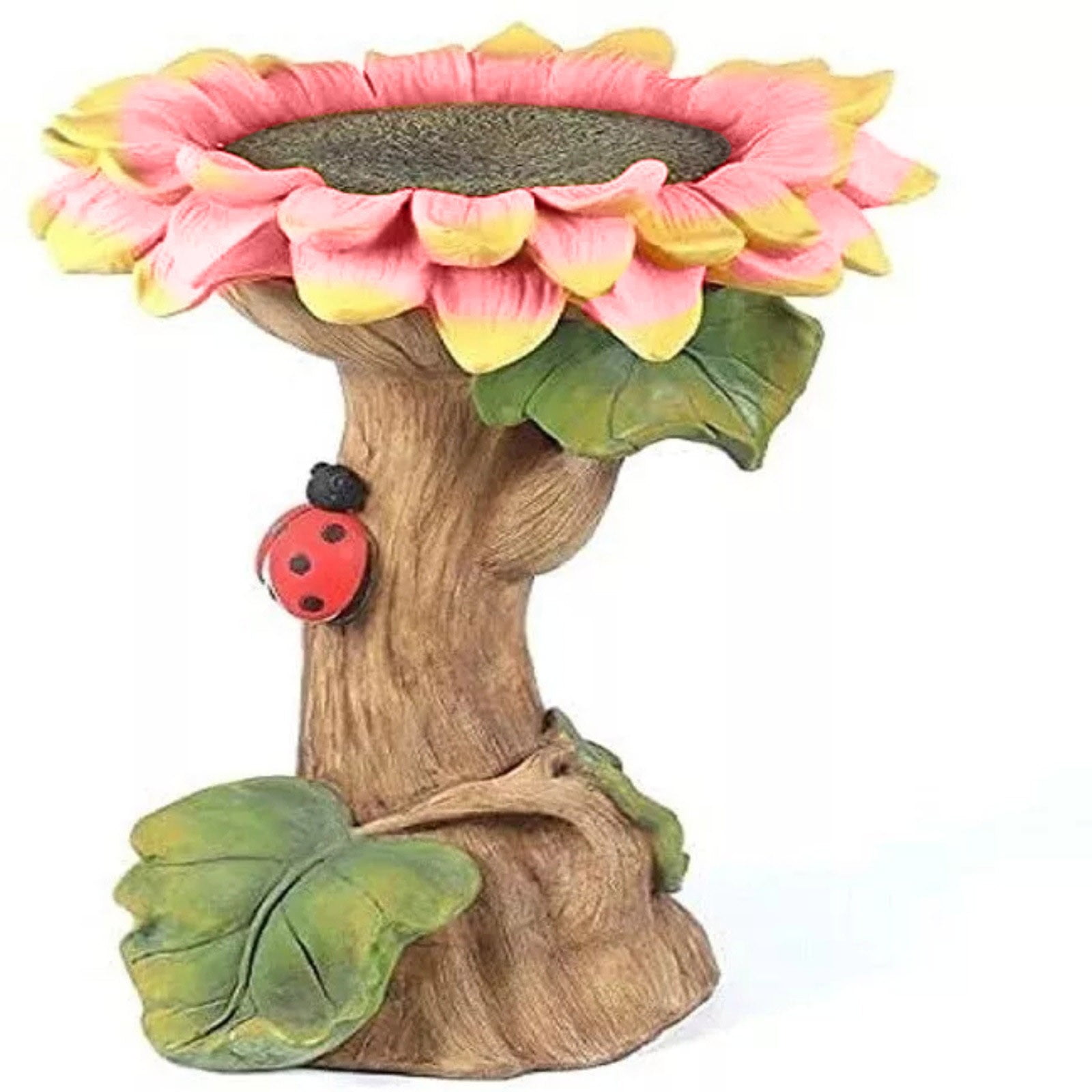 RoamHome Home and Kitchen Beautiful Sunflower Bird Bath Brown Pedestal for Outdoor