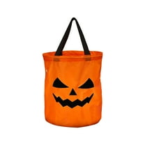 RoamHome LED Halloween Candy Bag - 10" Glowing Pumpkin Trick or Treat Bucket for Kids - Light Up Reusable Party Favor Bag with Handle (Orange) - Battery Powered, Durable