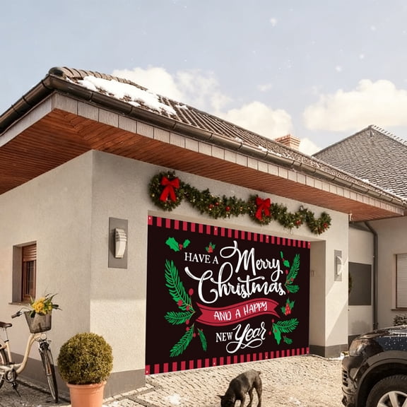 RoamHome Large 157x71 Inch Christmas Garage Flag, Outdoor Banner for Holiday Door Decor, Party Backdrop & Festive Scene Setter
