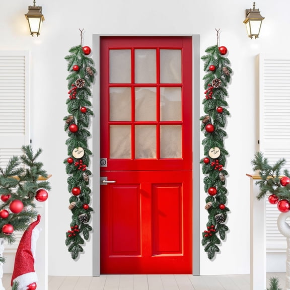 RoamHome Large 27.56 inch Artificial Christmas Wreath for Front Door, Indoor Outdoor Winter Grapevine Decor for Window Walls Home