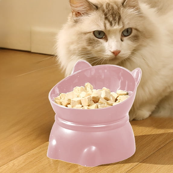 RoamHome Large Capacity Elevated Cat Food Bowl, 450ml Raised Pet Dish for Neck Support, Anti-Vomit, Whisker Relief, Easy Feeding, Plastic, 13.5x13cm