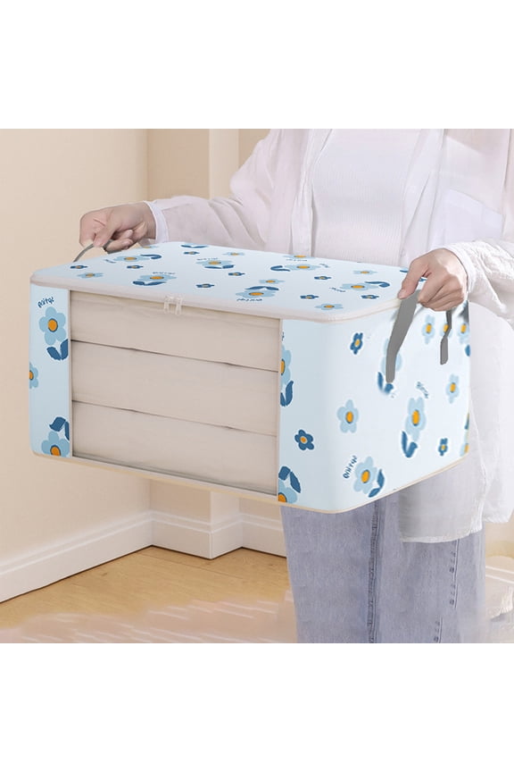 Large Capacity Foldable Storage Bags with Transparent Window, Quilt Clothes Luggage Moving Packing Organizer Bags, Stackable Non-Woven Fabric Storage Box