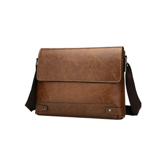 RoamHome Leather Crossbody Bag for Women - Textured Shoulder Bag with Adjustable Strap, Multiple Compartments - Spacious Work & Travel Handbag (13x9.4in) in Coffee/Brown