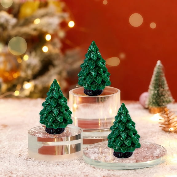 RoamHome Luminous Glow in The Dark Mini Christmas Tree Ornament, Realistic Pine Resin Craft for DIY Holiday Decor, Desk & Festive Decoration