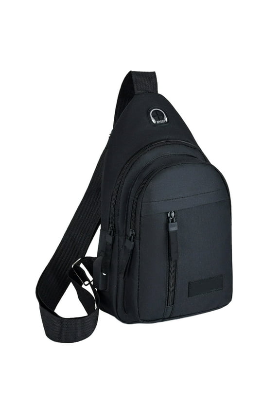 Men's USB Charging Chest Bag - Lightweight Waist Pack with Adjustable Strap, Water-Resistant Crossbody Bag for Hiking, Travel, Commuting - Multi-Compartment & Phone Charger