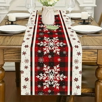RoamHome Red Snowflake Christmas Tablecloth Rectangular Polyester Holiday Dining Table Cover for Restaurant Party Festive Decor
