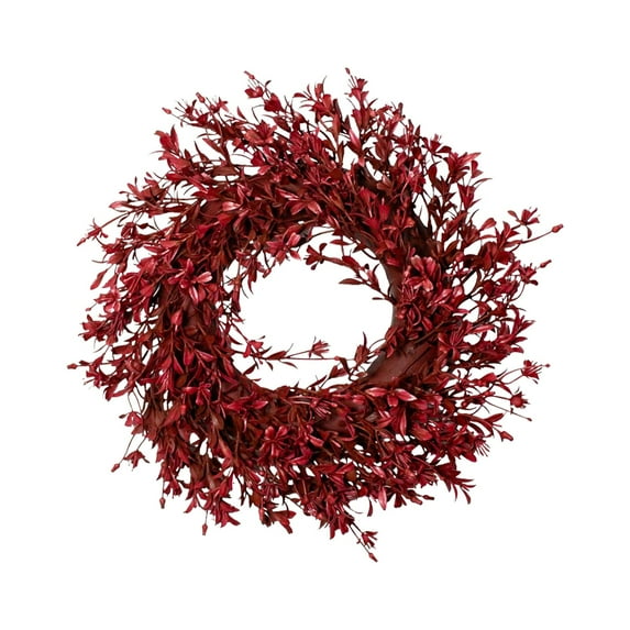 RoamHome Thanksgiving Wreath Garland with Pumpkin & Berries, Plastic Fall Decor for Door Wall Table, 12x12in Holiday Home Party Decoration