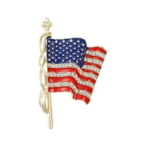 RoamHome USA Flag Brooch Pin - Alloy Gold/Silver Waving American Flag Corsage Pin for Clothes, Scarf, Bag, Hat - Perfect for 4th July, Memorial Day (Gift Box, Durable & Lightweight)