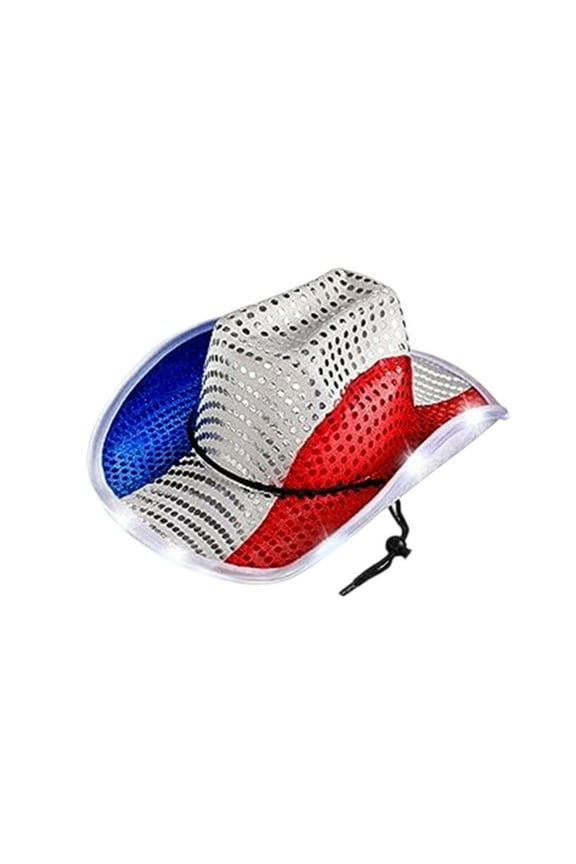 USA Flag Sequin Hat - Patriotic Independence Day Light-Up Hat with Red White Blue Sequins, Fun 4th of July Party Accessories for Adults & Kids, Perfect for Concerts & Costume Parties