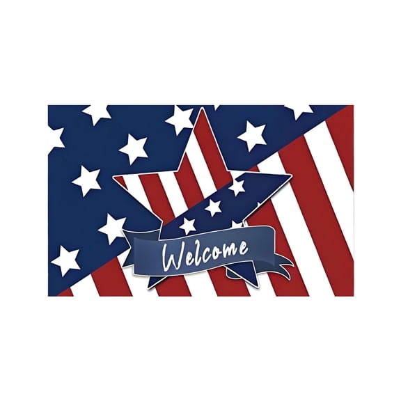 RoamHome USA Flag Welcome Mat - Patriotic Doormat for Front Porch, Indoor/Outdoor Use - Easy to Clean American Flag Entry Mat with Non-Slip Backing, for Home, Front Door Decor (20x31in)