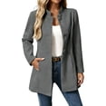 thumbnail image 1 of RoamHome Women's Casual Stand Collar Mid Length Wool Blend Coat Notched Lapel Button Front Jacket for Fall Winter Daily Wear, 1 of 8