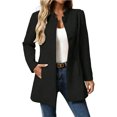 thumbnail image 1 of RoamHome Women's Casual Stand Collar Mid Length Wool Blend Coat Notched Lapel Button Front Jacket for Fall Winter Daily Wear, 1 of 8