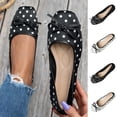 thumbnail image 1 of RoamHome Women's Vintage Square Toe Polka Dot Bow Ballet Flats Breathable Slip-On Comfortable Loafers for Daily Casual Work, 1 of 9
