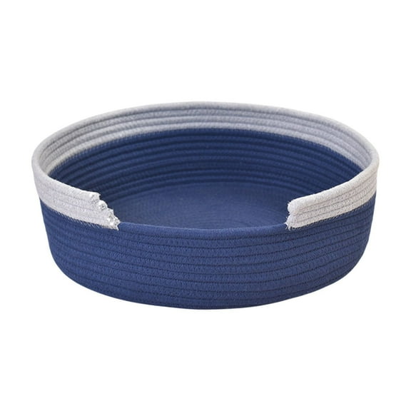 RoamHome Woven Cotton Rope Pet Nest for Cats & Dogs - Breathable Round Cat Bed with Scratch-Resistant Design, Extra Large Soft Pet House for Small/Medium Pets, Summer Cooling Bed(15x5in)