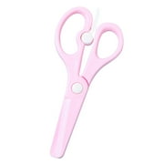 RoamHome Youth Safety Scissors - 5.3" Plastic Scissors with Rounded Tips & Spring-Loaded Design, Effort-Saving Craft Scissors for Study Essential (Pink/Green/Purple/Blue)