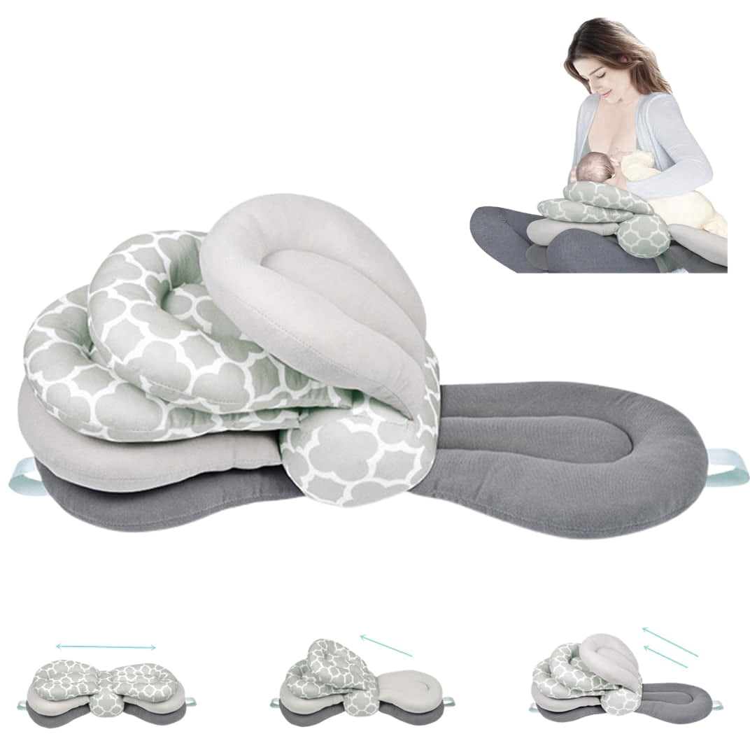 RoamReady Adjustable Nursing Pillow, Breastfeeding Pillow Altering Layers Maternity, Gray