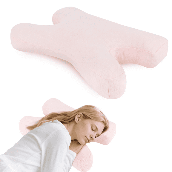 RoamReady Anti Wrinkle Pillow, Adjustable Beauty Pillows Provides Neck Support and Pain Relief, Skin-Friendly Down Alternative Pillow, Ergonomic Pillows Contour Design for Side Sleeper, Pink