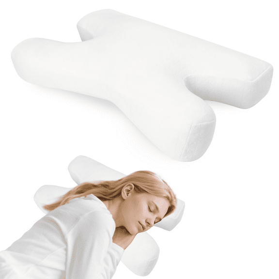 RoamReady Anti Wrinkle Pillow, Adjustable Beauty Pillows Provides Neck Support and Pain Relief, Skin-Friendly Down Alternative Pillow, Ergonomic Pillows Contour Design for Side Sleeper, White