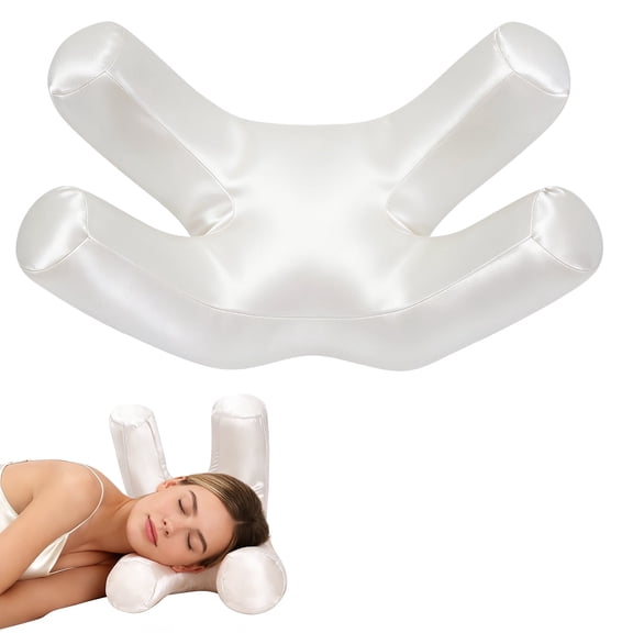 RoamReady Anti-Wrinkle Side Sleeper Pillow, Ergonomic Beauty Pillow with Adjustable Fill and Silky Cover, White