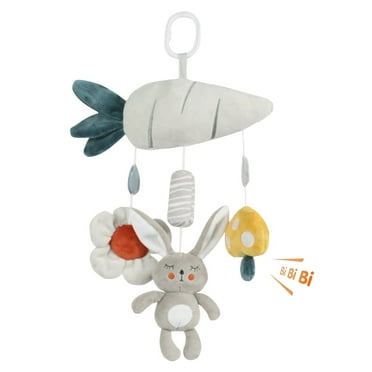 RoamReady Baby Car Seat Hanging Toys, Soft Plush Activity Wind Chime for Stroller Crib, Carrot Rabbit