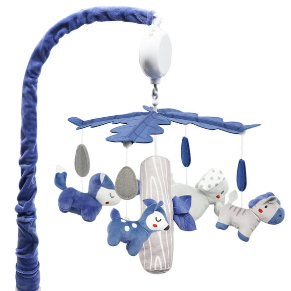 RoamReady Baby Mobile for Crib with Music, Hanging Rotating Nursery Toys with 12 Lullabies for 0-24 Months (Blue)
