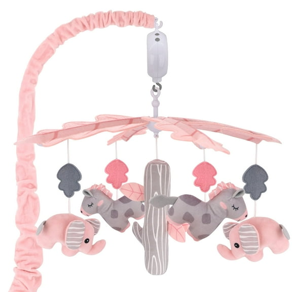 RoamReady Baby Mobile for Crib with Music, Hanging Rotating Nursery Toys with 12 lullabies for 0-24 Months (Pink)