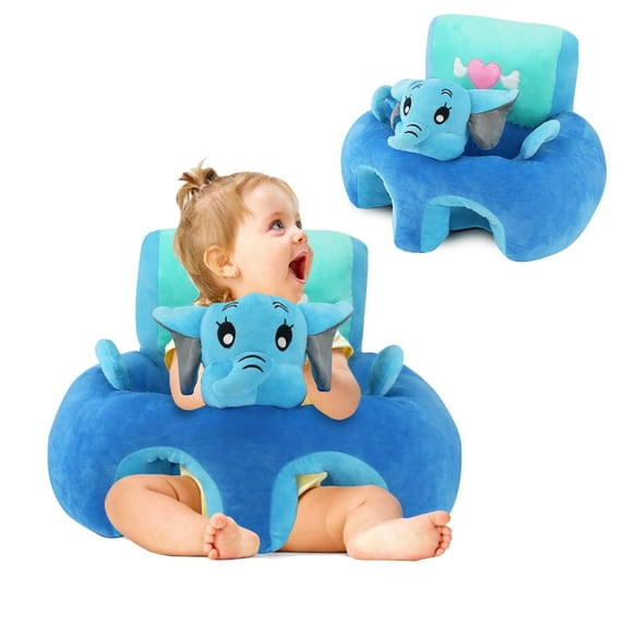 RoamReady baby support sofa, safe sit up back head protect seat, learn to sit chair for toddlers 3-24 month, floor plush lounger, elephant