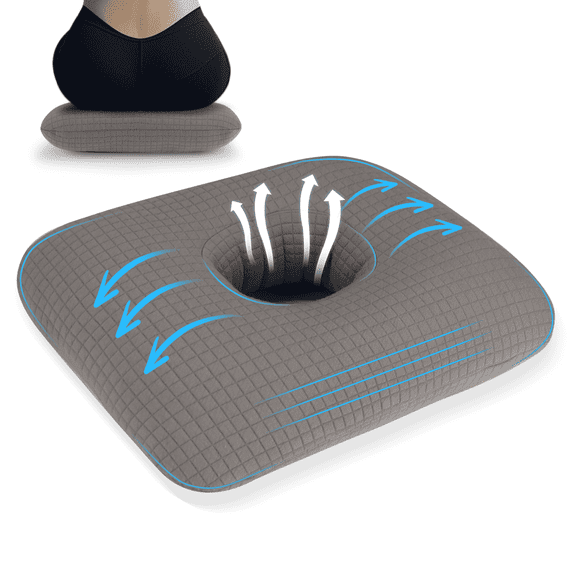 RoamReady Donut Pillow for Bed Sores Tailbone Pain Relief Cushion Cotton Butt Donut Cushion Breathable for Hemorrhoid Pregnancy Prostate and Surgery Sitting Pressure Relief for Home Car Dark Gray