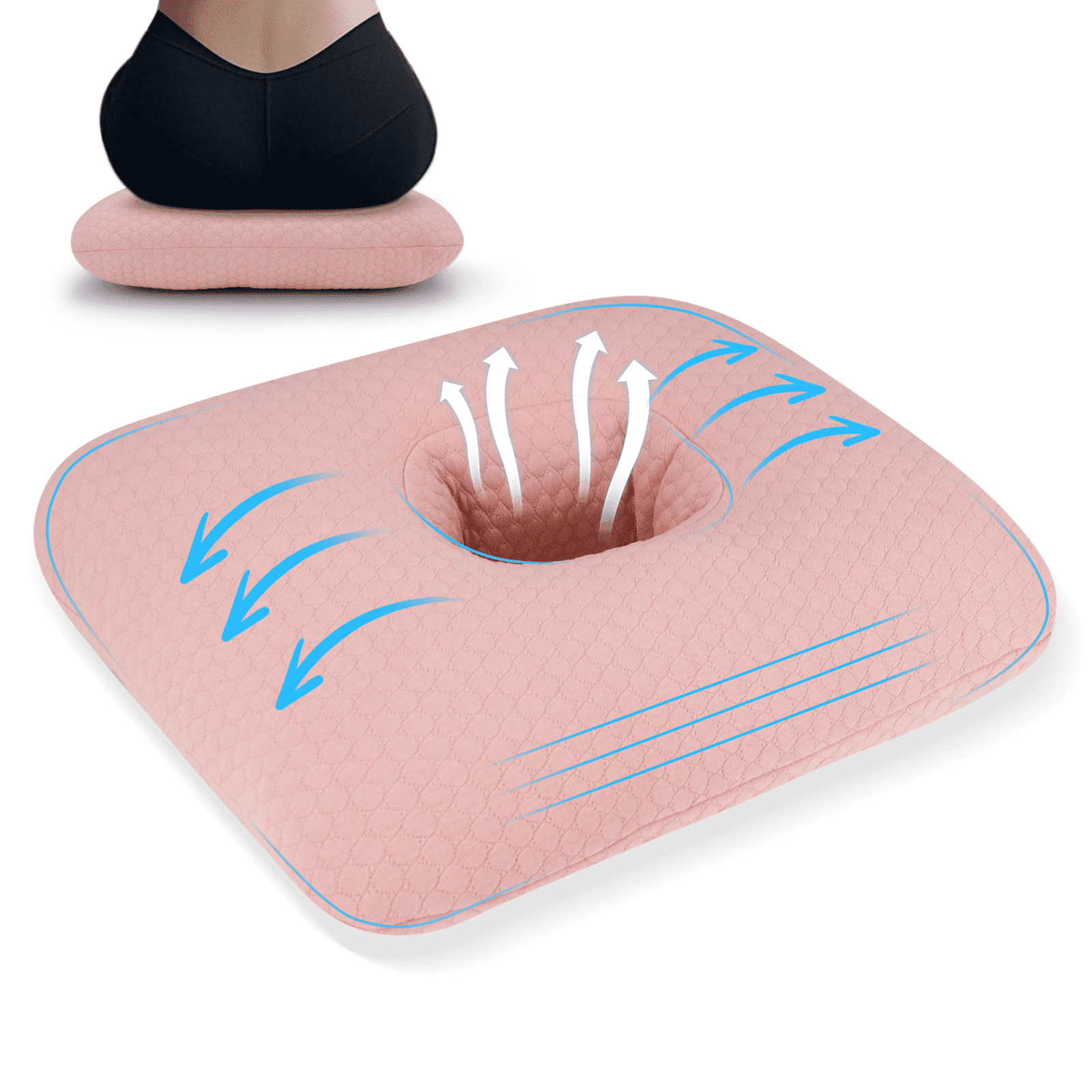 RoamReady Donut Pillow for Bed Sores Tailbone Pain Relief Cushion Cotton Butt Donut Cushion Breathable for Hemorrhoid Pregnancy Prostate and Surgery Sitting Pressure Relief for Home Car Pink
