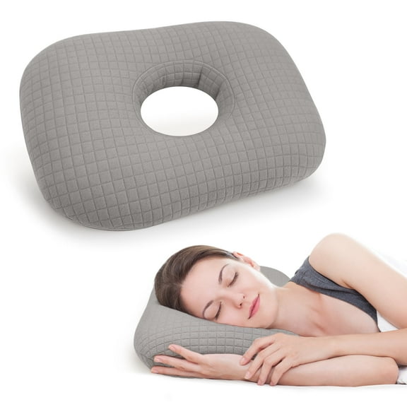 RoamReady Ear Piercing Pillow for Side Sleepers, Sky Gray, Relieves Ear Pain and Inflammation