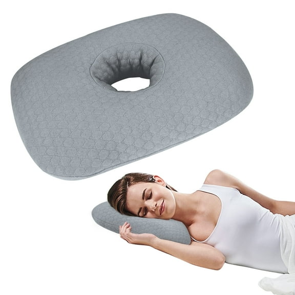 RoamReady Ear Piercing Pillow with Ear Hole and Ear Guard for Pressure Relief, Inflammation, and Side Sleepers, Gray