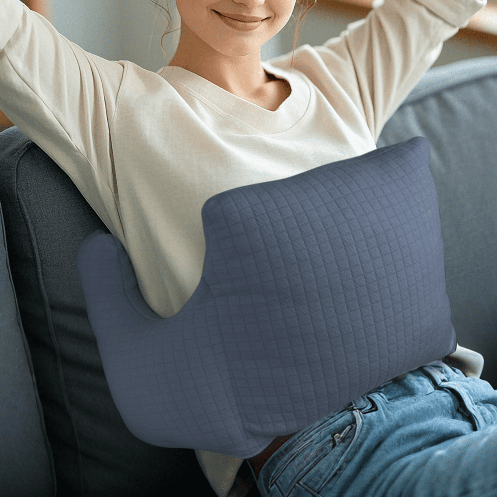 RoamReady Hysterectomy Recovery Pillow, Post Surgery Abdominal Cushion for C-Section Patients, Navy Blue