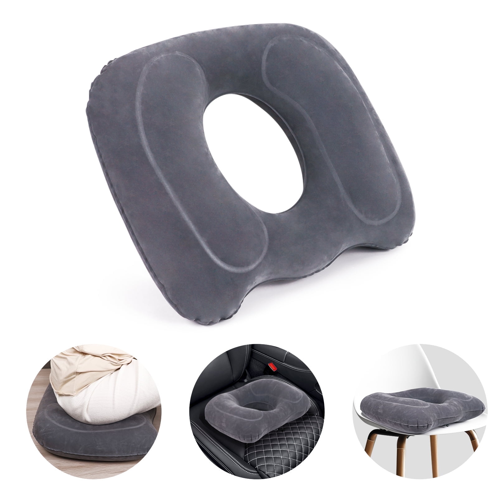 RoamReady Inflatable Hemorrhoid Pillows, Donut Pillow for Tailbone Pain, Adjustable Inflatable Seat Cushion for Bed Sores, Postpartum Pregnancy, Car Seat, Airplane, 17.7'' x 15.4'' x 4.3''(Grey)
