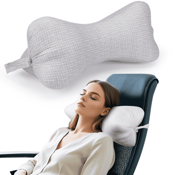 RoamReady Neck & Cervical Pillows, Dog Bone Shaped Neck Pillow with Fixed Rope & Have Loops on End, for Chiropractic Lumbar Spine, for Car Bus Truck Driving Travel Comfort Head Rest Support
