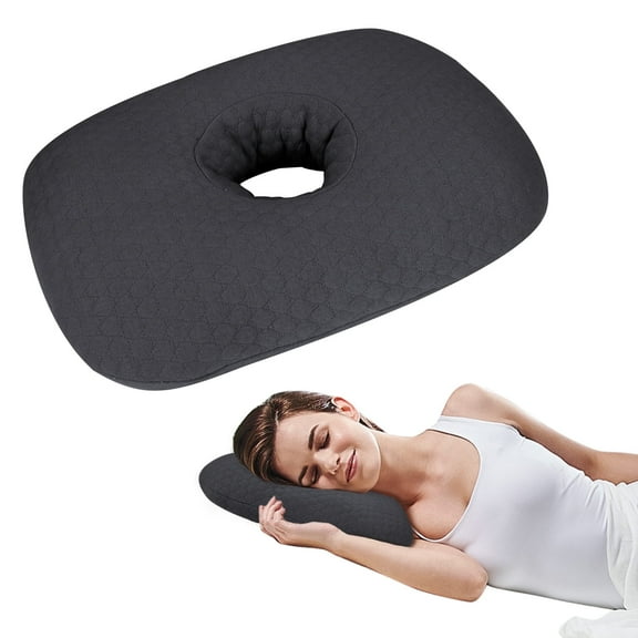 RoamReady Piercing Pillow, Perforated Ear Pillow with Ear Hole for CNH Side Sleepers, Dark Gray