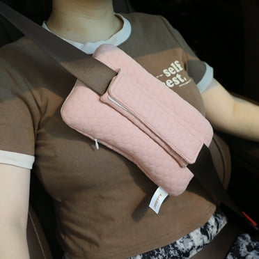RoamReady Seat Belt Pillow for Mastectomy Post-Surgery, Heart Surgery Recovery Support Cushion Pad for Chest Chemo Port Pacemaker Bypass Hysterectomy Recovery Gifts for Women (Pink,20CM)
