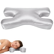 RoamReady Somnium Anti-Wrinkle Pillow for Side Sleepers, Ergonomic Beauty Face Pillow with Adjustable Fill and Silky-Touch Cover,Gray