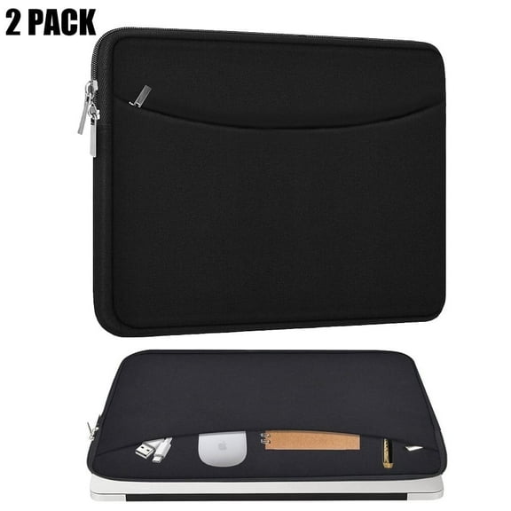 ASTRAEA [2 Pack] 14 inch Laptop Sleeve Case, Shockproof Protective Notebook Cover Briefcase, Carrying Computer Bag with Accessory Pocket for 13" 14" MacBook, HP, Dell, Lenovo, Acer, Black