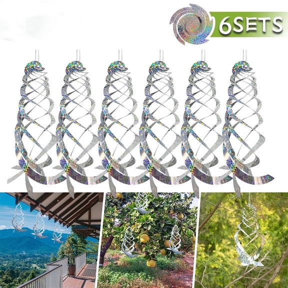ASTRAEA 6PCS Bird Repellent Spiral Reflectors Scare Birds Away Deterrent Device Decor