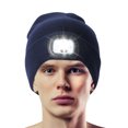thumbnail image 1 of RoamRider Beanie with Light, Rechargeable Headlamp Hat Winter Warm Knitted Caps for Women Men, Navy Blue, 1 of 7